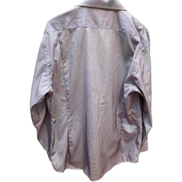 ECCOLO mens 18l button down dress shirt in purple small checkered pattern - Picture 2 of 5